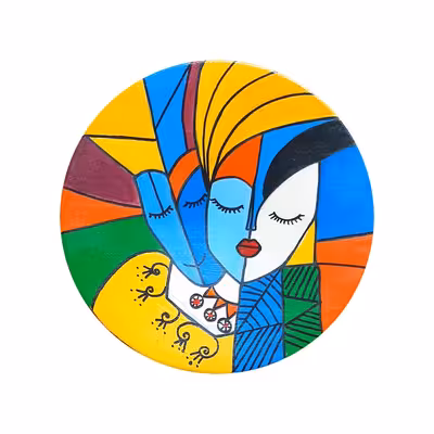 بشقاب دیوارکوب سفالی طرح انتزاعی کد D193-A مجموعه 3 عددی