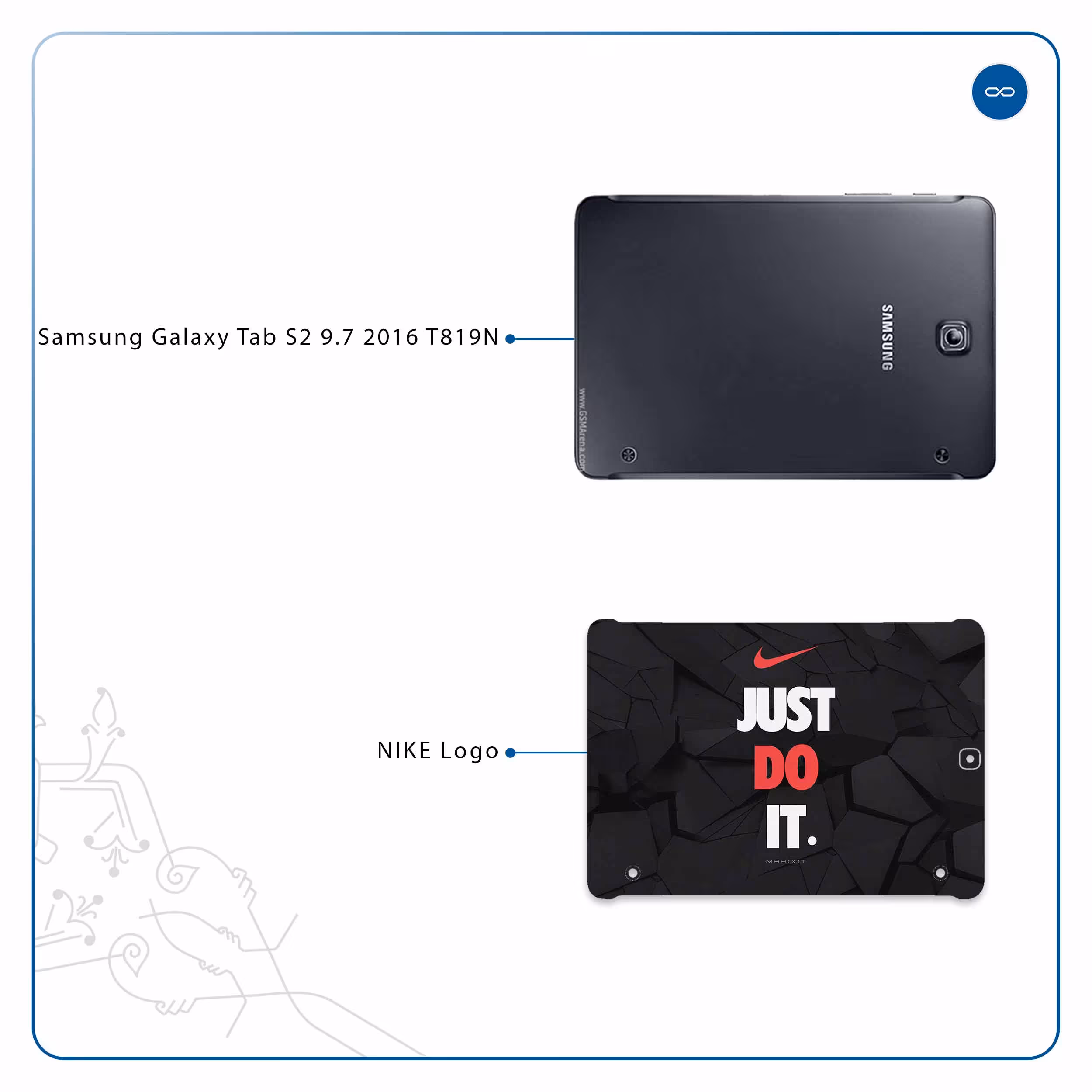 برچسب پوششی ماهوت مدل NIKE-Logo مناسب برای تبلت سامسونگ Galaxy Tab S2 9.7 2016 T819N