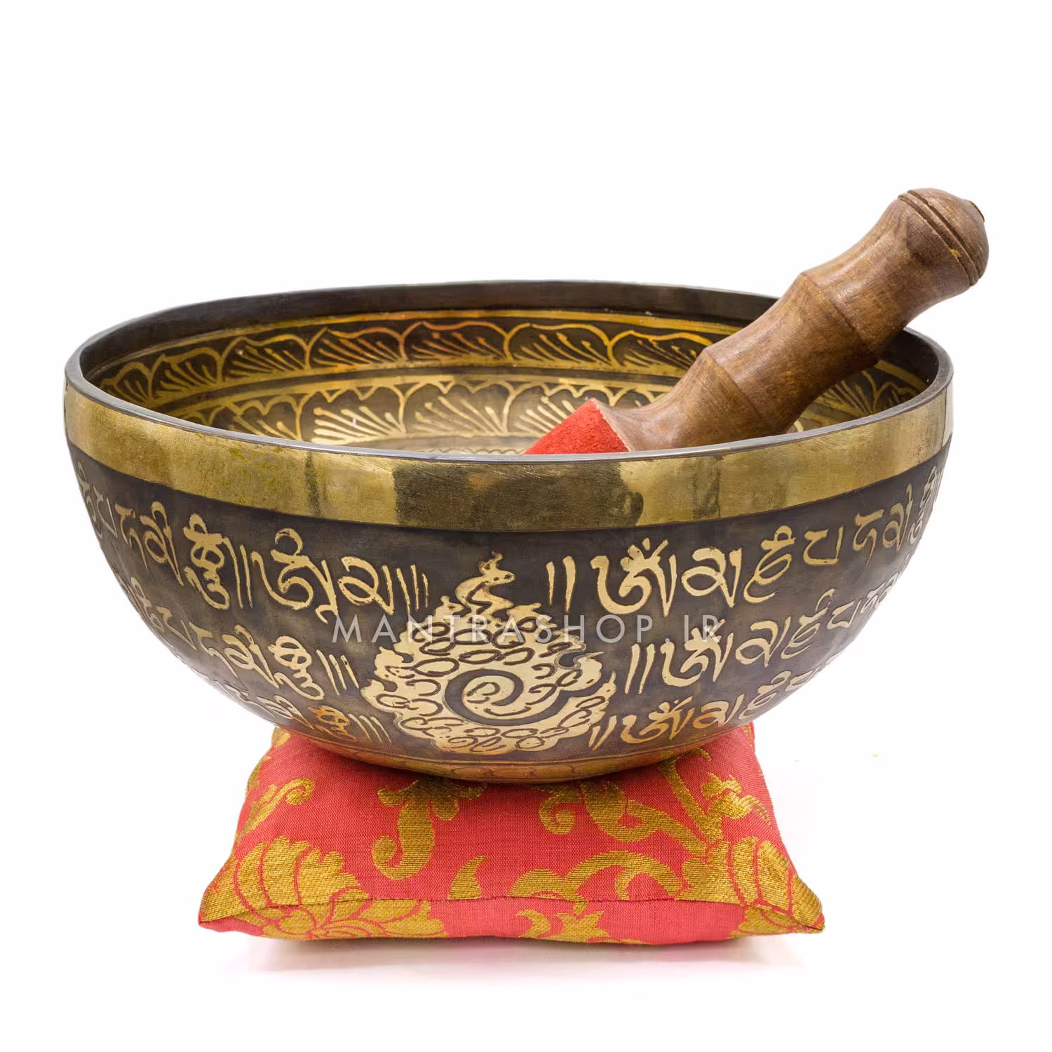 ست کاسه تبتی دست ساز اصل مدل حکاکی طرح شیوا قطر دهانه 22.5 سانتی متر