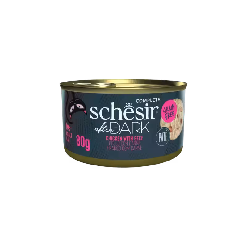 کنسرو گربه بالغ پته گوشت و مرغ برند Schesir شسیر 80 گرمی
