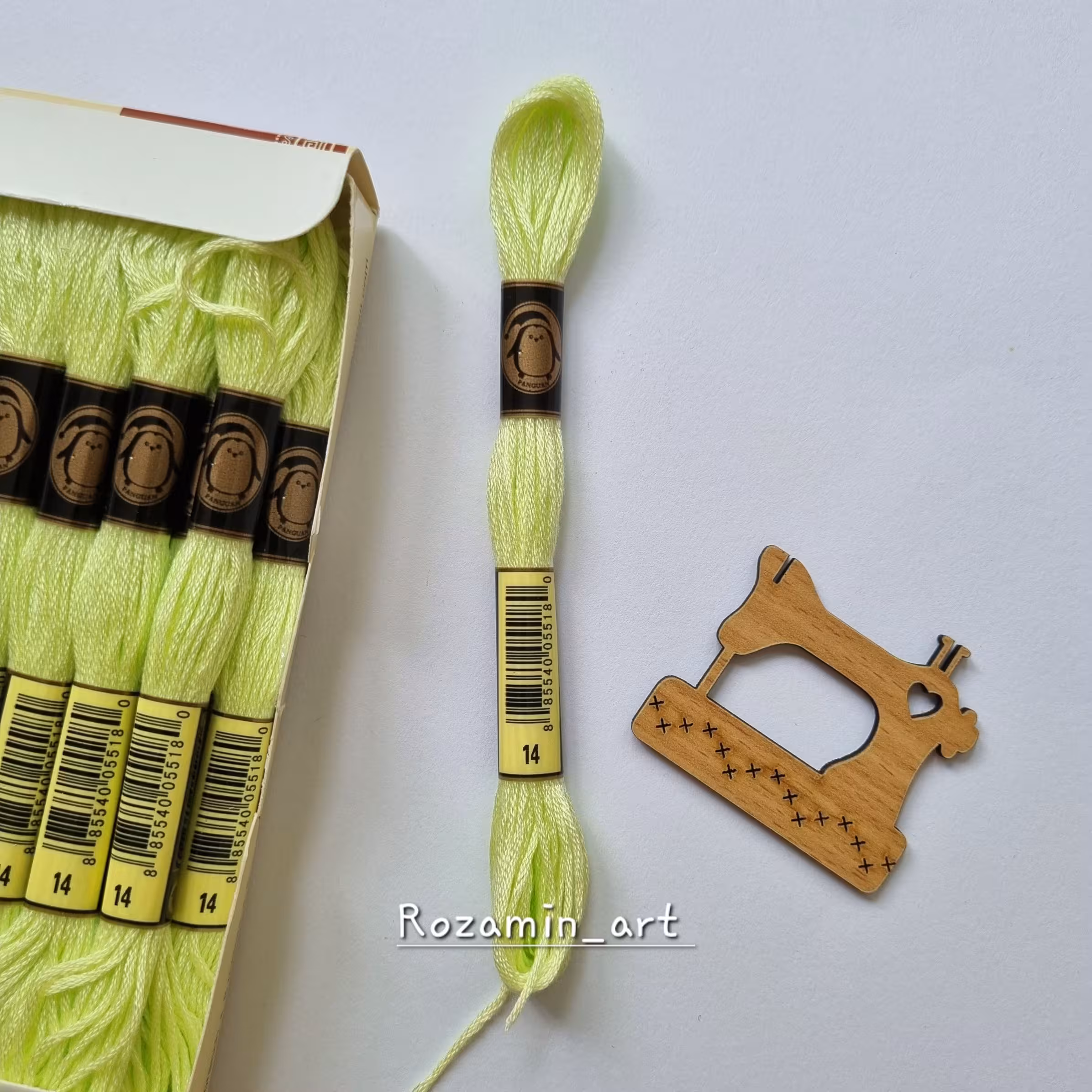 نخ گلدوزی پنگوئن سبز پاستیلی کد 14