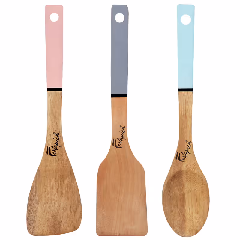 سرویس کفگیر و ملاقه 3 پارچه فرتاپیچ مدل چوبی کد 026 | کالا مکس