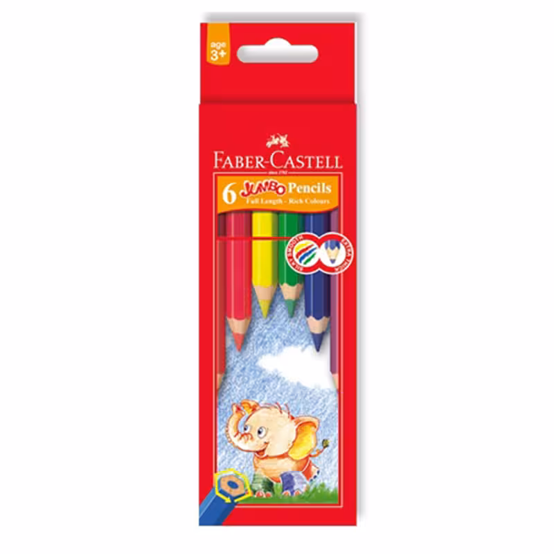 خرید مداد رنگی فابر کاستل 6 رنگ مدل jumbo