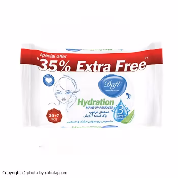 دستمال مرطوب آرایشی پوست خشک و حساس دافی 27 برگی