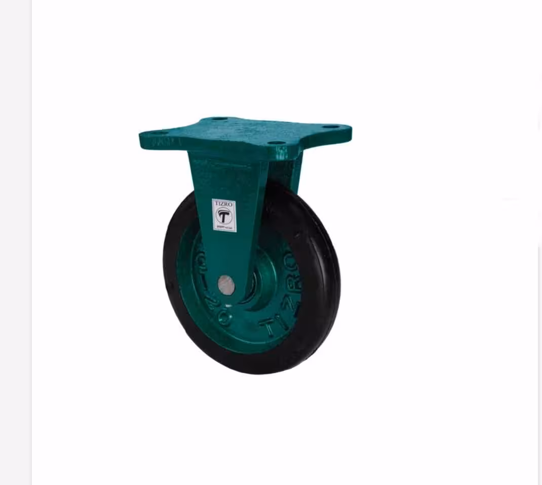 چرخ چدنی سبز سنگین لاستیکی و روتراش سایز 10 تیزرو ثابت ( فقط عمده)