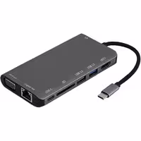 هاب 8 خروجی با اتصال Type-C برند K-NET مدل K-MFCMS908 S9