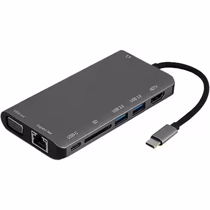 هاب 8 خروجی با اتصال Type-C برند K-NET مدل K-MFCMS908 S9