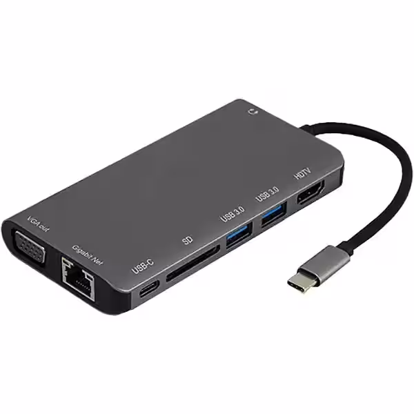 هاب 8 خروجی با اتصال Type-C برند K-NET مدل K-MFCMS908 S9