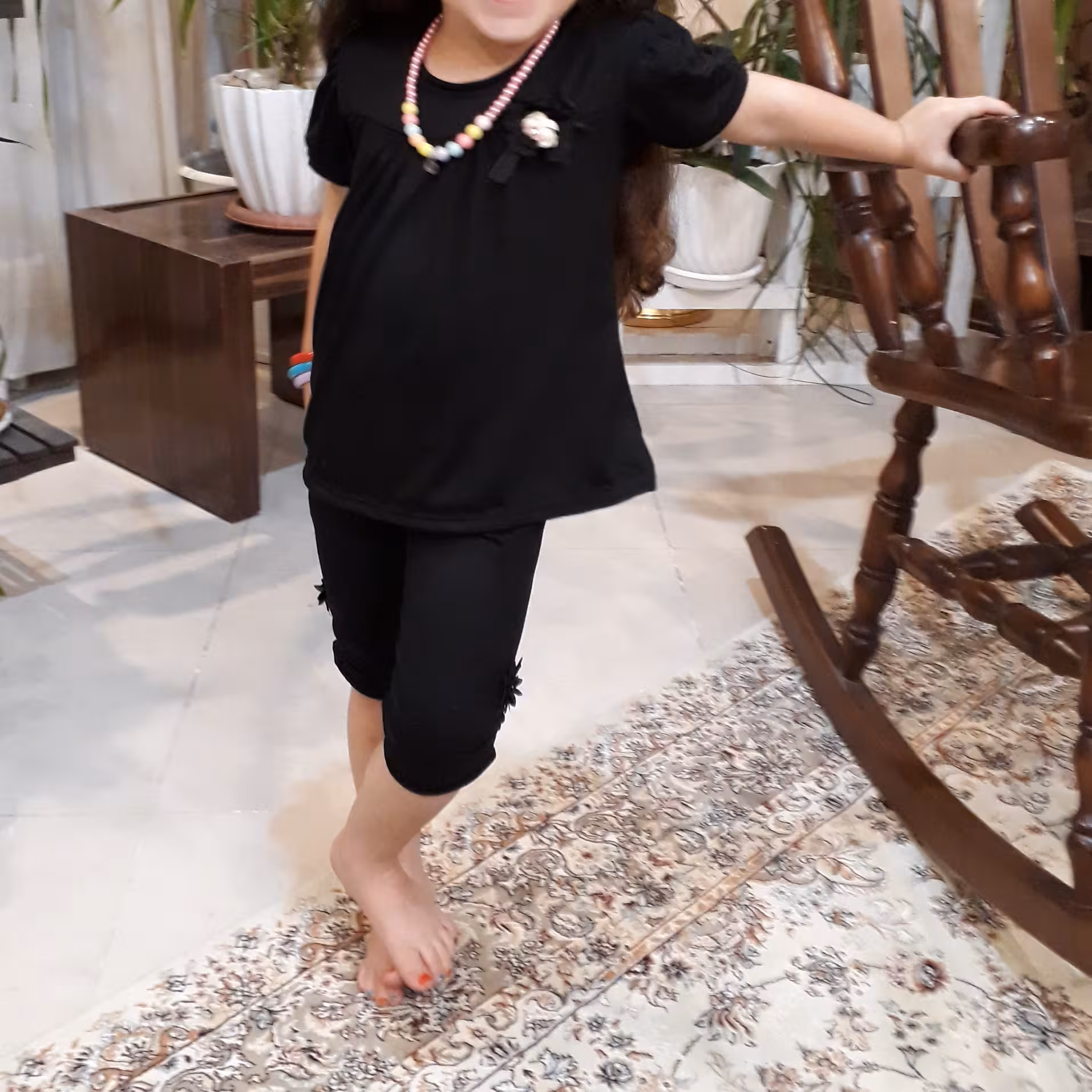 تونیک شلوارک مشکی  محرمی   مناسب یک تا سه سال 