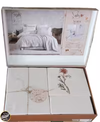 ست پیکه دونفره ساتن مدل Noris برند شاهسر ترک (هفت تکه)