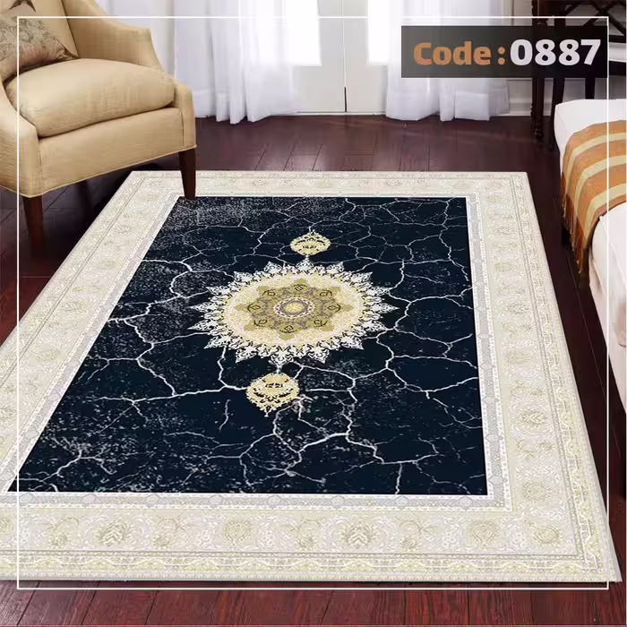 کاورفرش روفرشی دورکشدار گوشه لیفه ای کرم  قهوه ای کد 0887