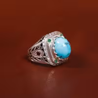 انگشتر فیروزه شجری مردانه کد 17028 - جواهری مشاهیر