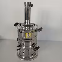 سماور زغالی استیل 8 لیتری  دسته عایق تنوره دار