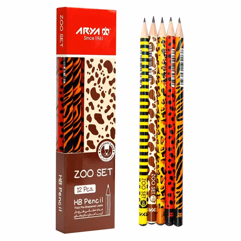 مداد مشکی طرح دار آریا Arya 3045 بسته 12 عددی