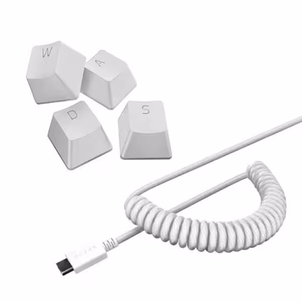 مجموعه کامل کلید ریزر PBT رنگ سفید کابل RAZER USB-A to USB-C