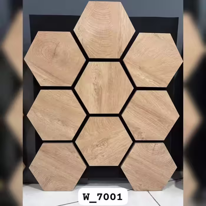 ترموود فوم پنل شش ضلعی (زنبوری) کد W-7001، مغزMDF روکش چوب طبیعی ابعاد 62در72 cm (ارسال پس کرایه)