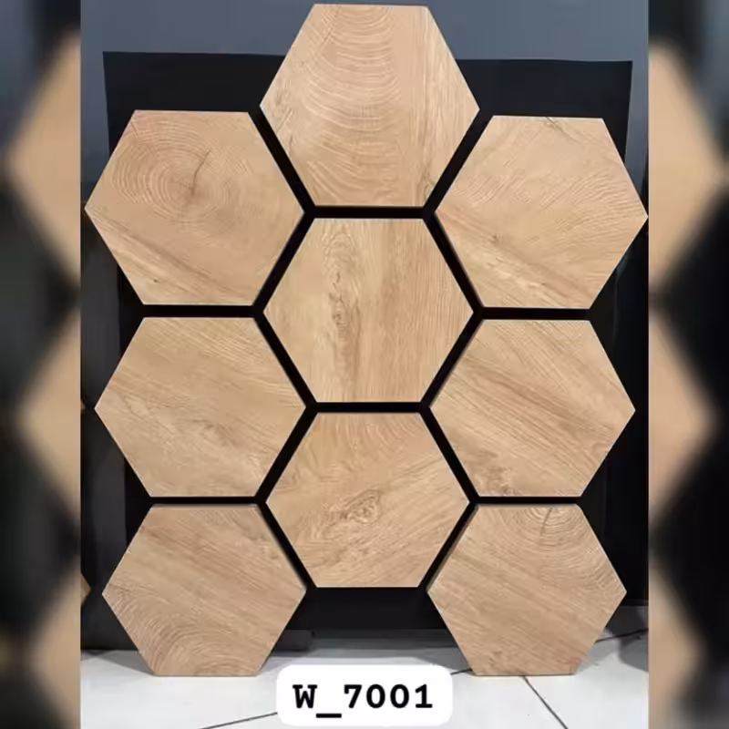 ترموود فوم پنل شش ضلعی (زنبوری) کد W-7001، مغزMDF روکش چوب طبیعی ابعاد 62در72 cm (ارسال پس کرایه)
