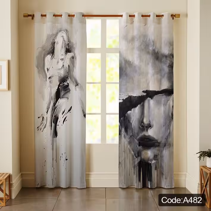 پرده پانچی مخمل چاپی دخترانه کد 482