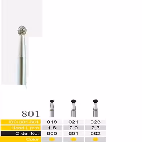 فرز توربین الماسی دسته نقره ای (پالیش کامپوزیت) Round – 801 BTM - فروشگاه تخصصی دندانپزشکی سپیرا