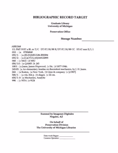 خرید و دانلود نسخه کامل کتاب An elementary treatise on theoretical mechanics