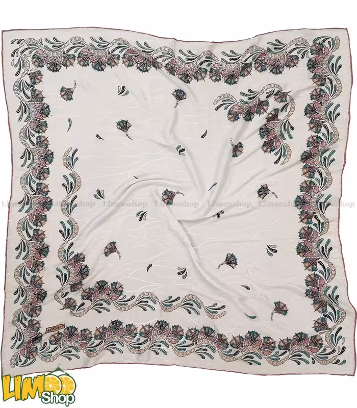 روسری سفید صورتی مجلسی کد 1310