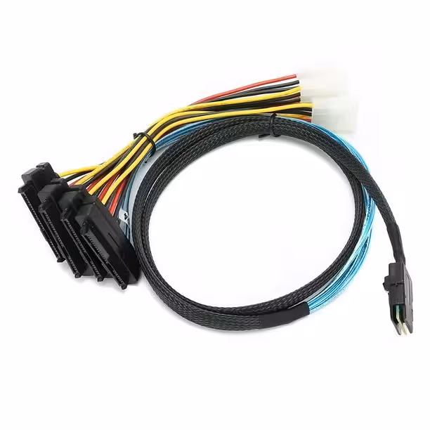 کابل تبدیل Mini SAS SFF-8087 به 4 پورت SFF-8482 29-Pin با برق 4 پین اسمارطور مدل SM91 طول 1 متر | کالا مکس