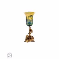 شمعدان دکوری پایه برنز سرمه ای گلدکیش مدل GK309301