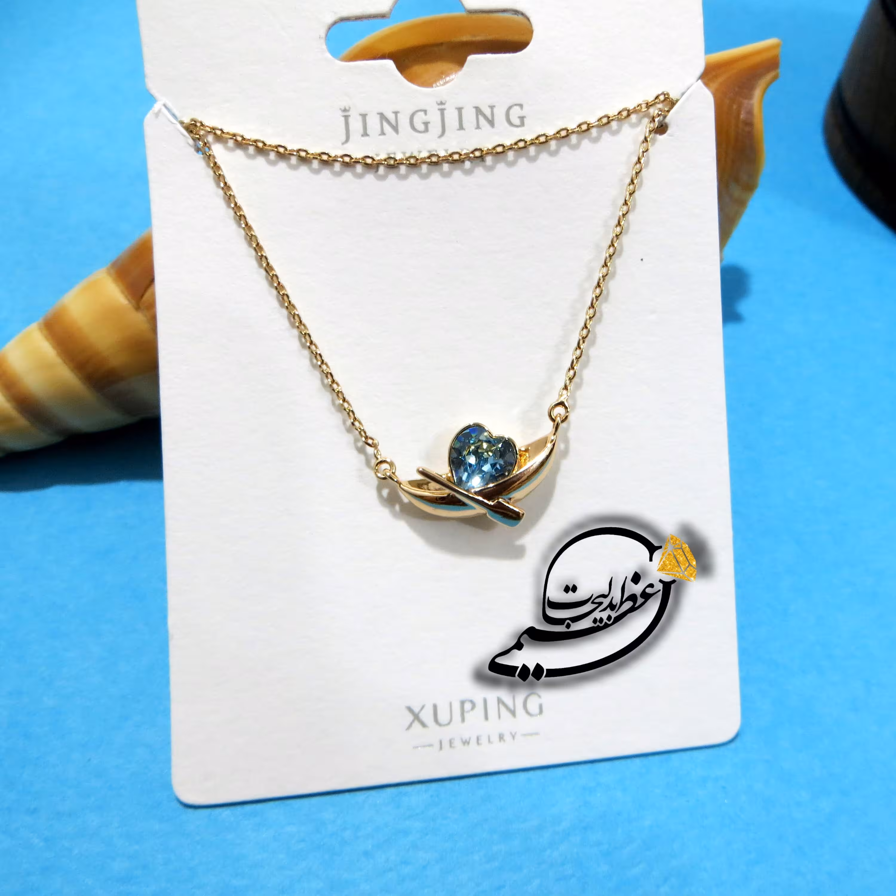گردنبند برند Xuping مدل JingJing از جنس مس و روکش طلا بسیار زیبا با کریستال سوارسکی Swarovski تراش خورده اصلی کد 8