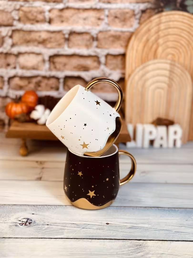 ماگ ست ستاره دار سفید و مشکی کد 4997