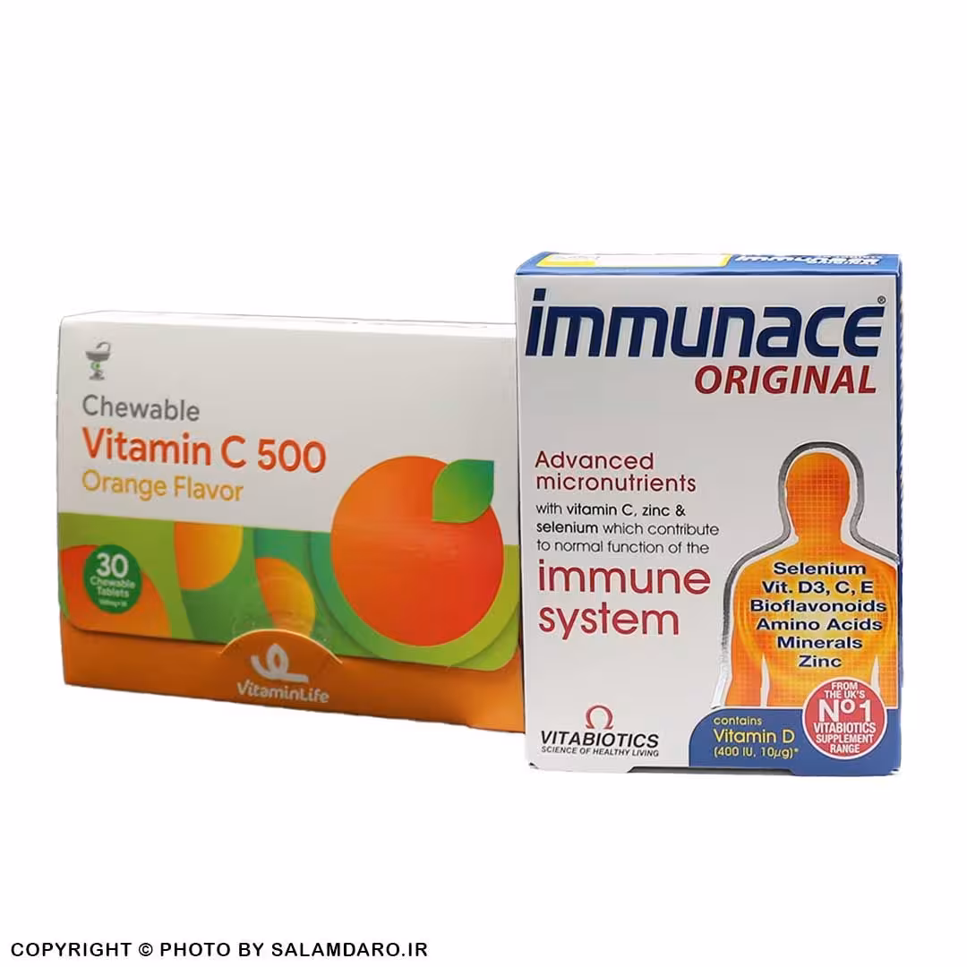 قرص ایمیونیس ویتابیوتیکس (30 عددی)   قرص ویتامین C 500 ویتامین لایف (30 عددی)