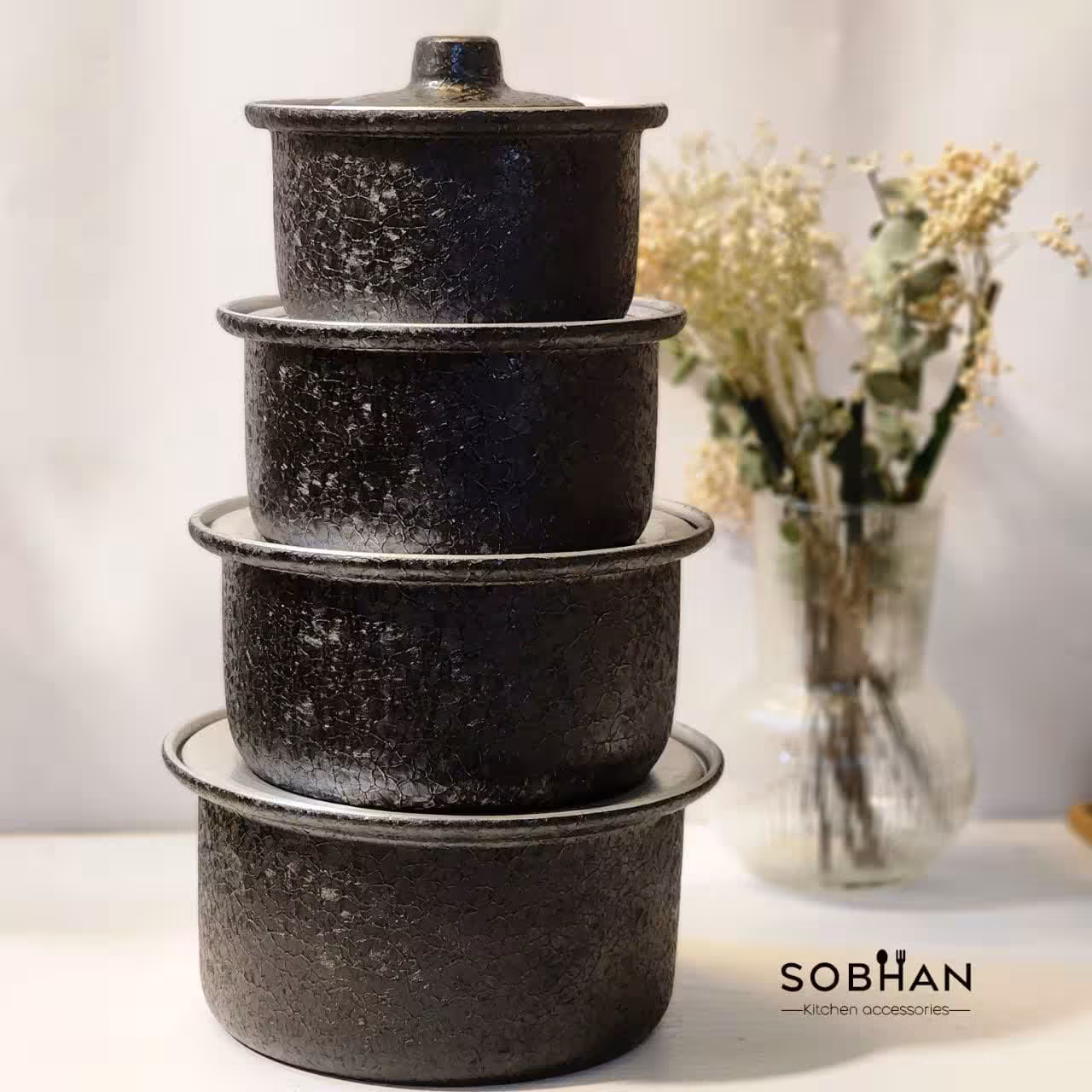پک 4 عددی قابلمه روحی طرح تفلون