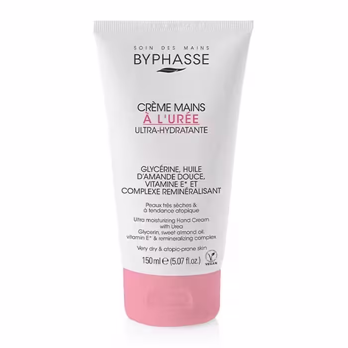 کرم دست اوره ضد اگزما بایفاس مناسب پوست آسیب دیده و حساس حجم 150 میل Byphasse Ultra-Moisturizing Urea Hand Cream