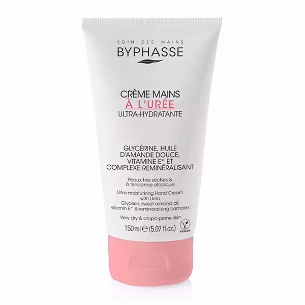 کرم دست اوره ضد اگزما بایفاس مناسب پوست آسیب دیده و حساس حجم 150 میل Byphasse Ultra-Moisturizing Urea Hand Cream