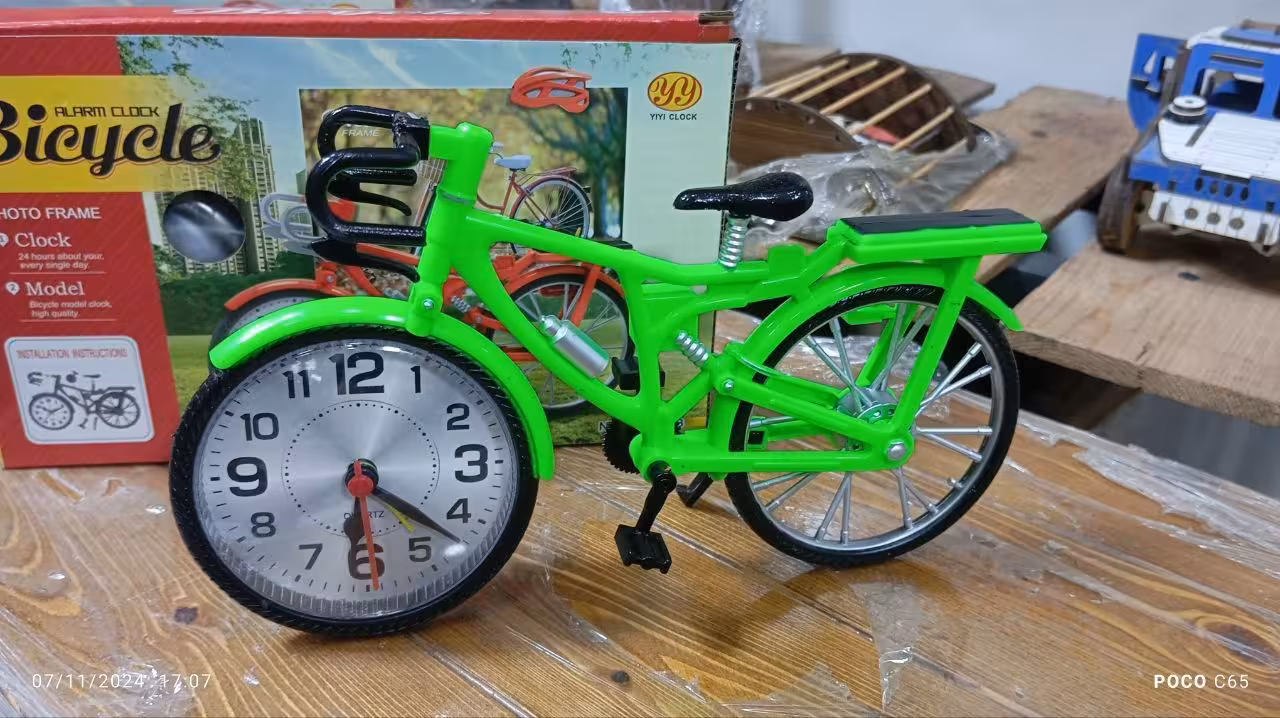 ساعت رومیزی زنگدار طرح دوچرخه