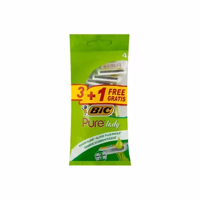 تیغ ژیلت سه تیغه صابون دار پیور لیدی سبز بیک 4 عددی