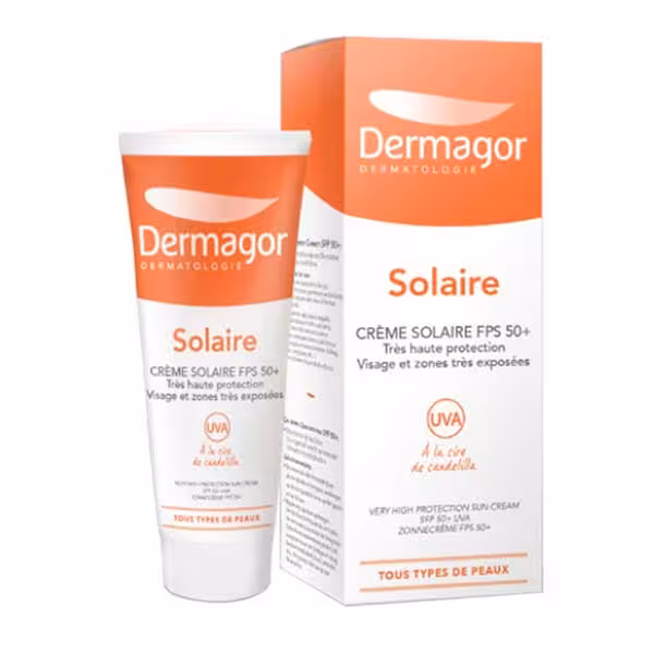 کرم ضد آفتاب بی‌رنگ  SPF50 پوست نرمال تا خشک درماگور