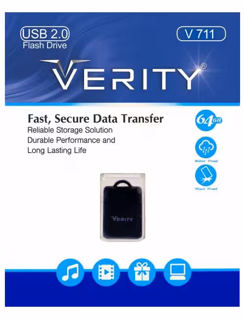 فلش مموری وریتی مدل V711 مشکی ظرفیت 64 گیگابایت