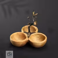 اردو خوری چوب و برنج  3 تایی گلدکیش طرح butterfly wood مدل GK829808