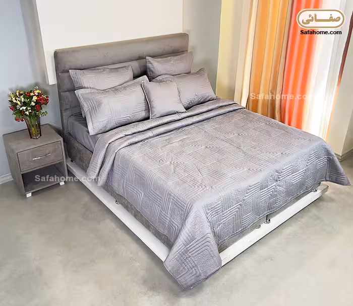 روتختی دو نفره طرح بانی 7 تکه طوسی روشن