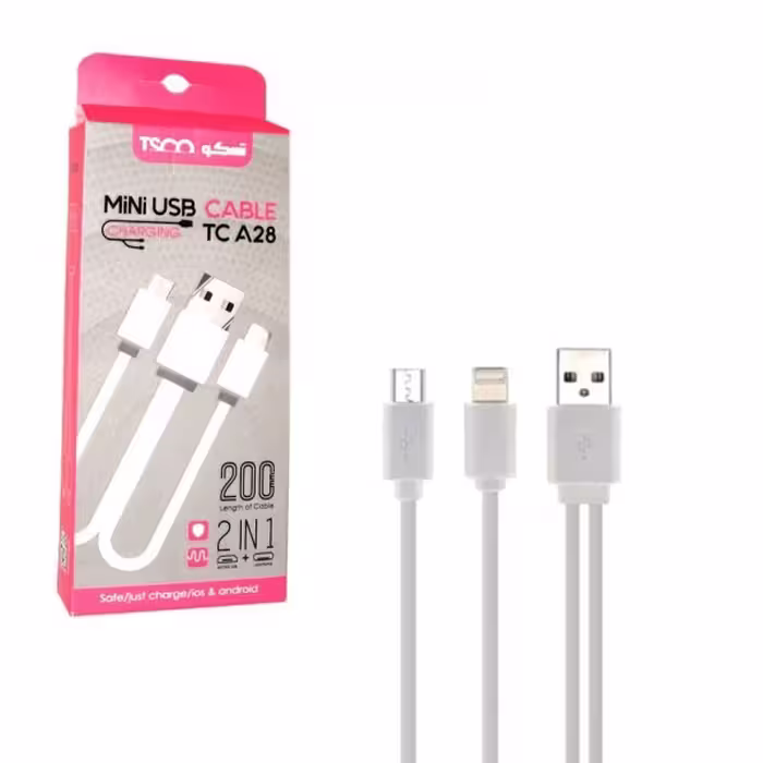 کابل شارژ 2 سر اندروید و آیفون تسکو TSCO مدل TC A28