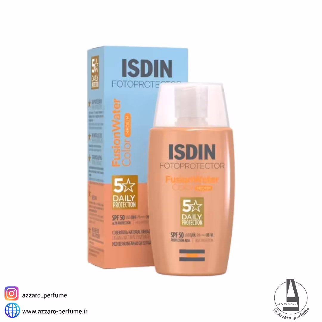 ضد آفتاب ایزدین رنگی فیوژن واتر رنگ مدیوم حجم 50 میل
