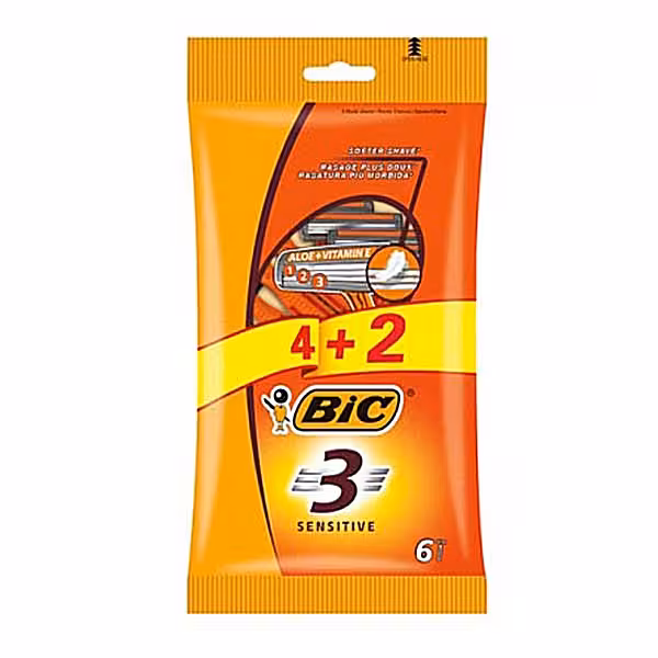 ژیلت سه لبه بیک BIC فرانسه بسته 6 عددی