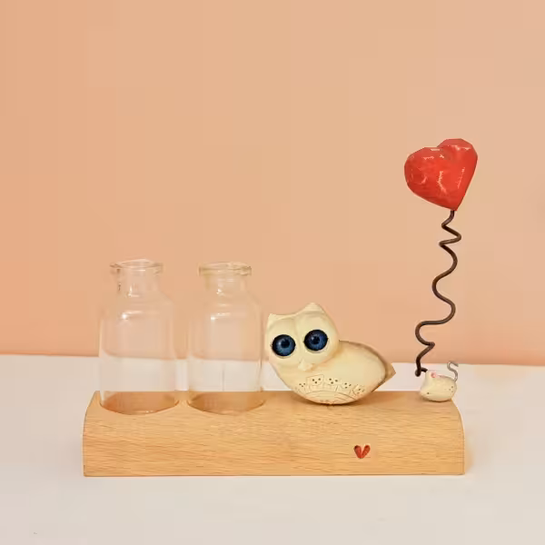 گلدان جغد دانا و موشک طرح دو