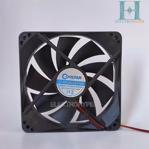فن دو سیمه براشلس DC 12 ولت مدل DF1202512RFMN سایز 120×120 میلیمتر