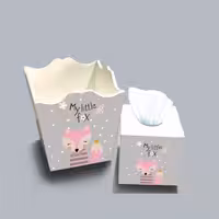 ست سطل و جا دستمال چوبی کودک طرح روباه حیله گر کد A2399
