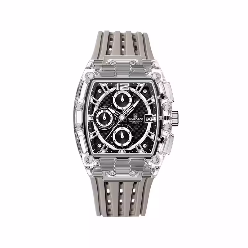 ساعت مچی نیوی فورس مردانه بند رابر خاکستری کرنوگراف NF 7105/3