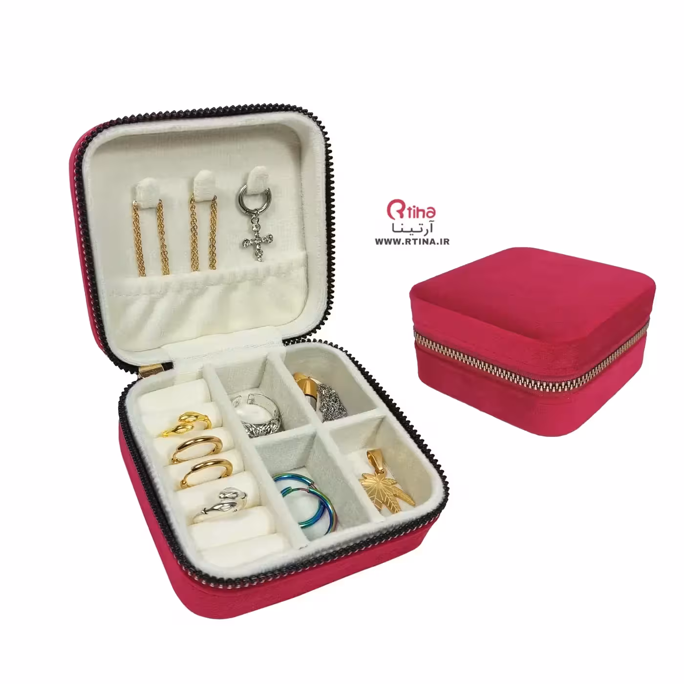 کیف جا جواهری و اکسسوری زیپ دار مخمل