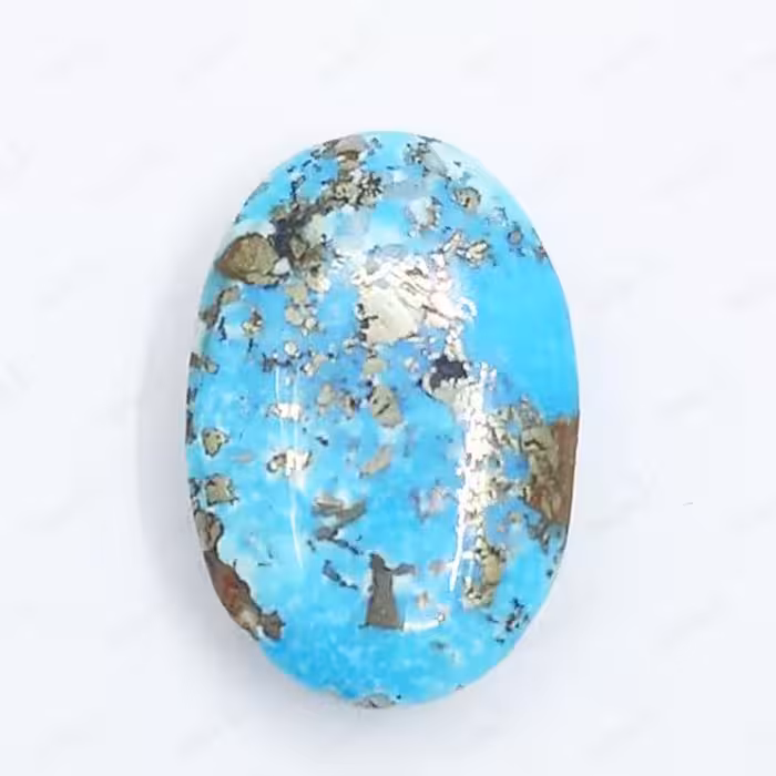 نگین فیروزه کرمان پیریت دار کد 08