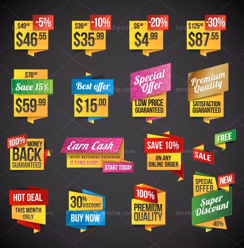 وکتور لیبل زرد رنگ | گرافیک با طعم تربچه