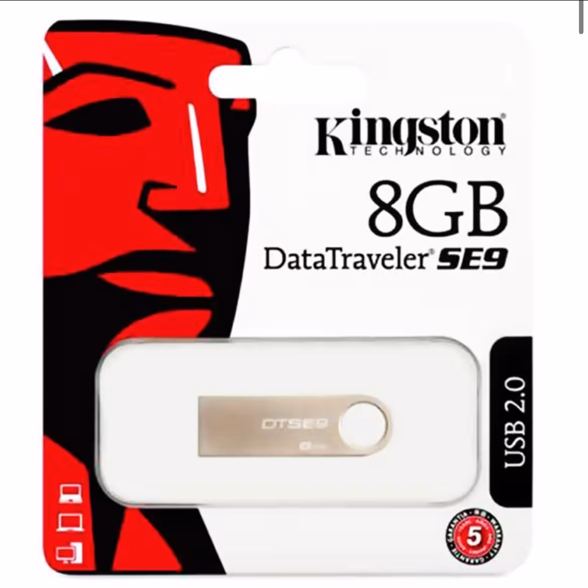 فلش 8 گیگ kingstone مدل Se9 گارانتی تعویض مادام العمر